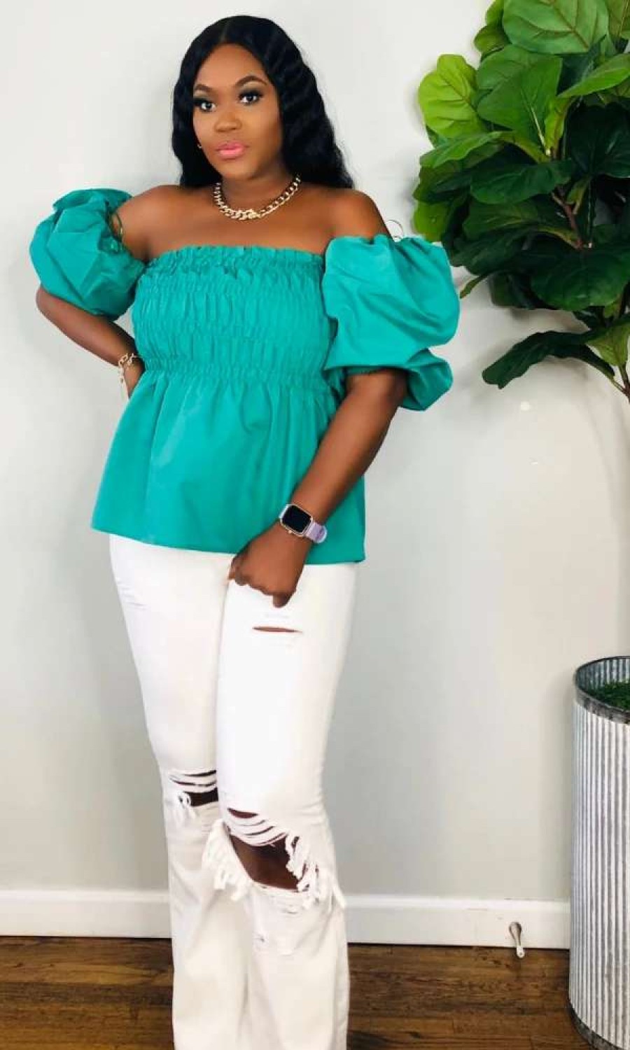 Tops * | Shop Kloset Essentials Socialite Peplum Top ( Kelly Green)