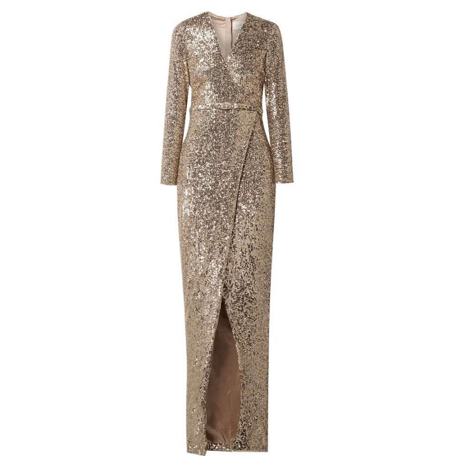 Womens * | Semsem Belted Wrap-Effect Sequined Stretch-Tulle Gown