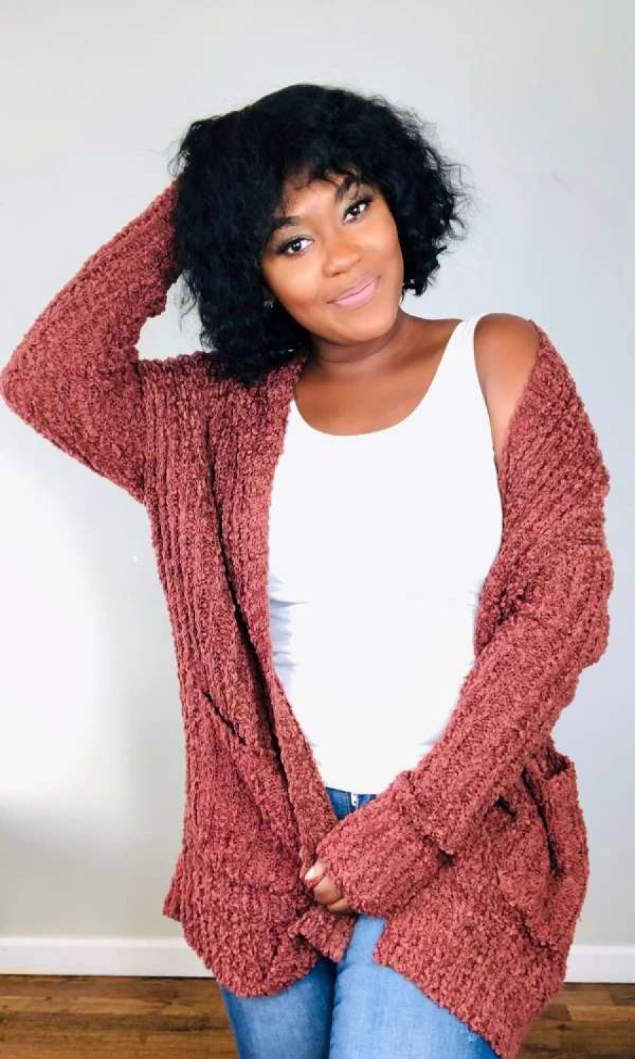 Tops * | Shop Kloset Essentials The Cozy Up Cardigan-Root Beer