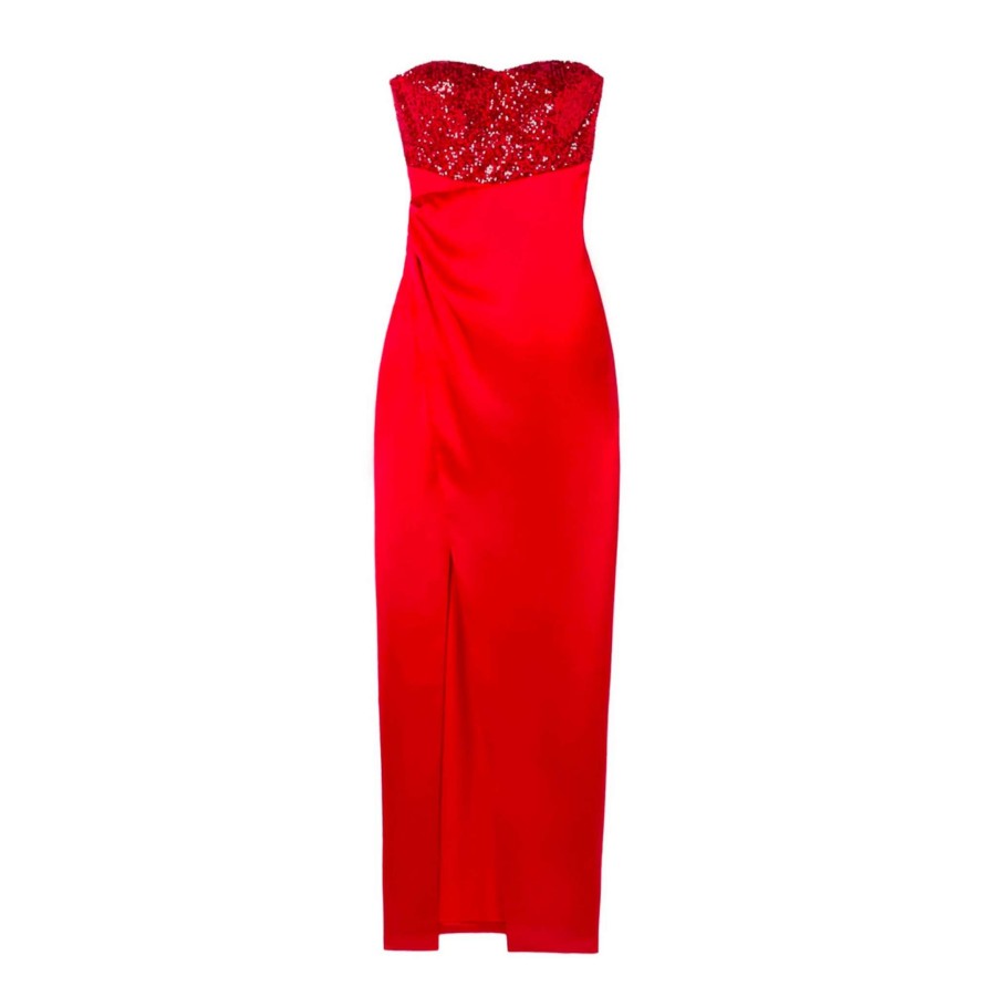 Womens * | Semsem Gathered Sequin-Embellished Charmeuse Gown