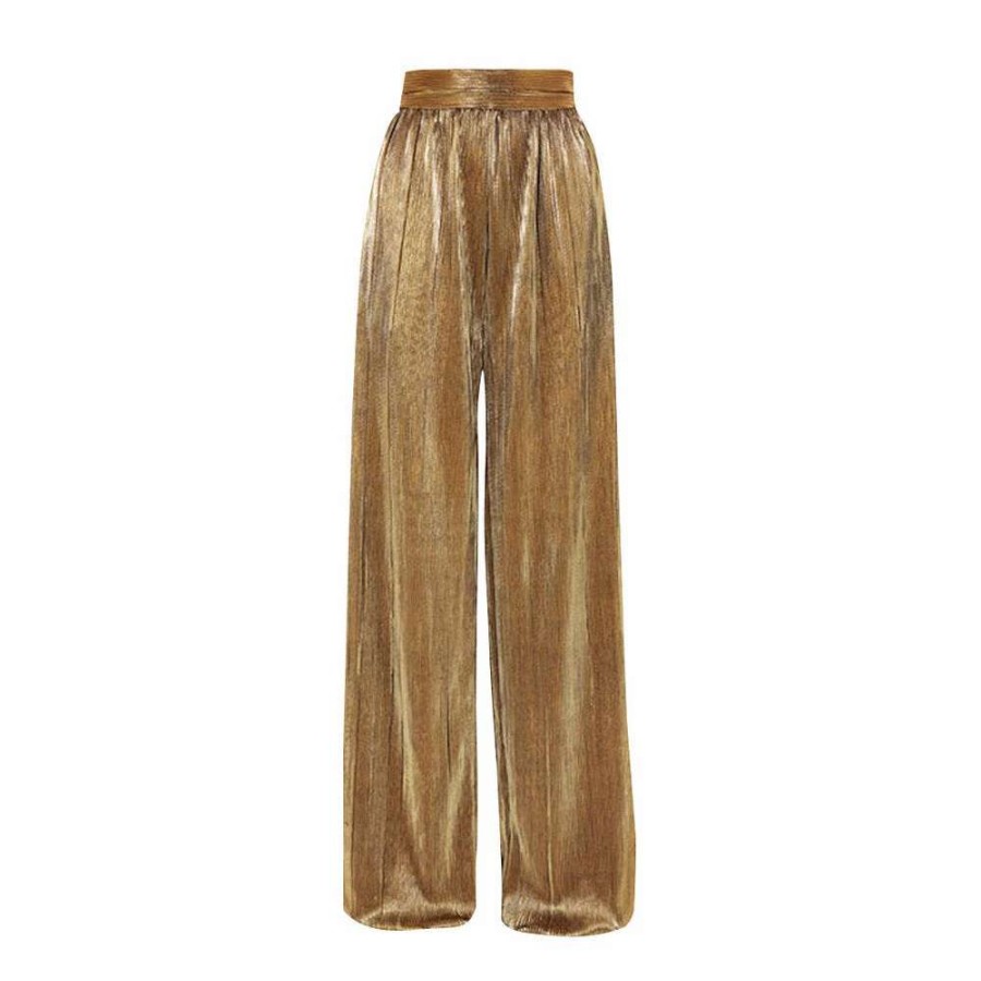 Womens * | Semsem Gold Plisse Pants