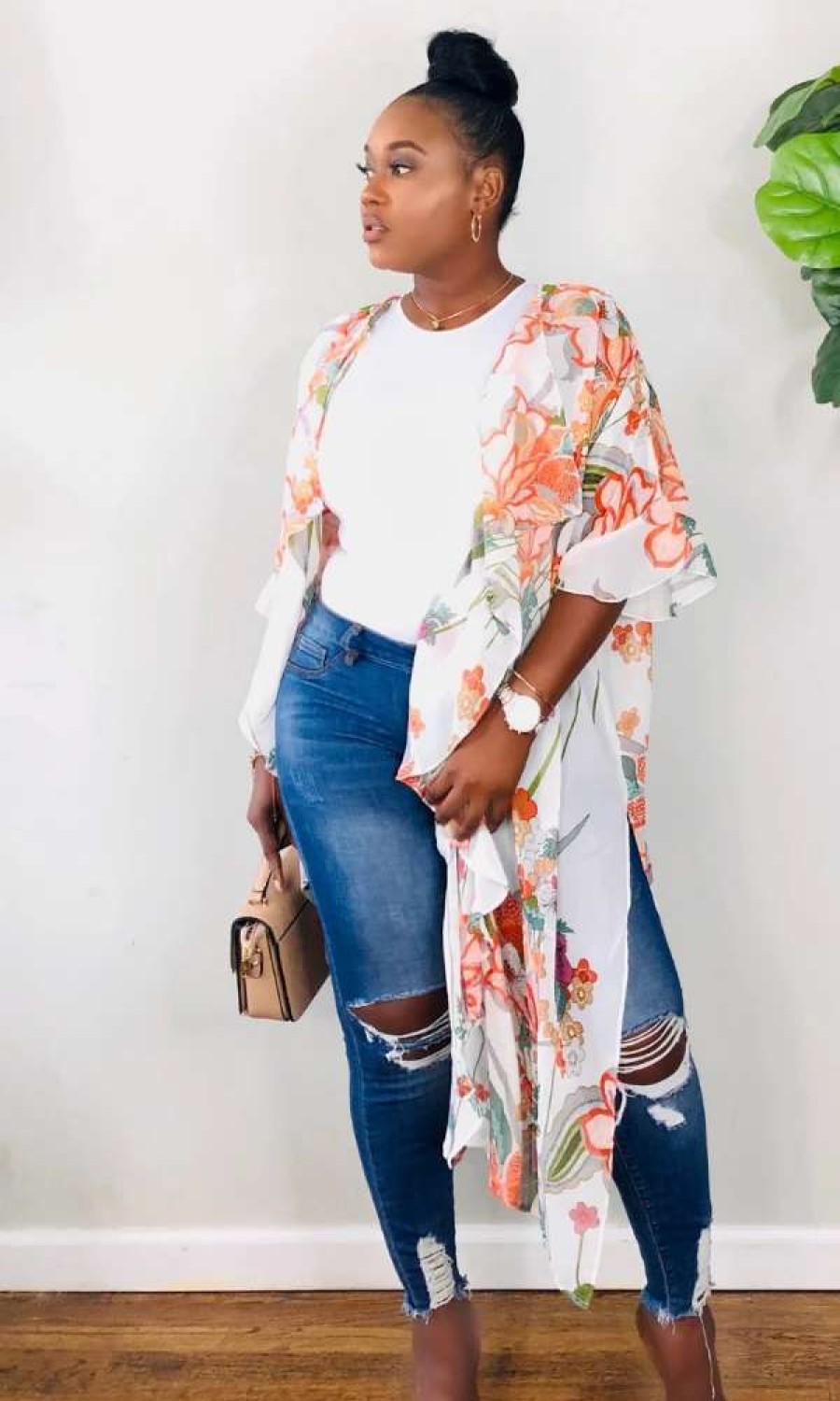 Tops * | Shop Kloset Essentials Cabo Kimono (Off White)