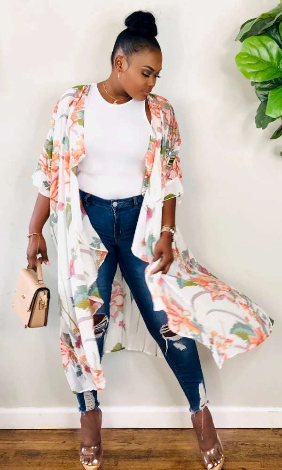 Tops * | Shop Kloset Essentials Cabo Kimono (Off White)