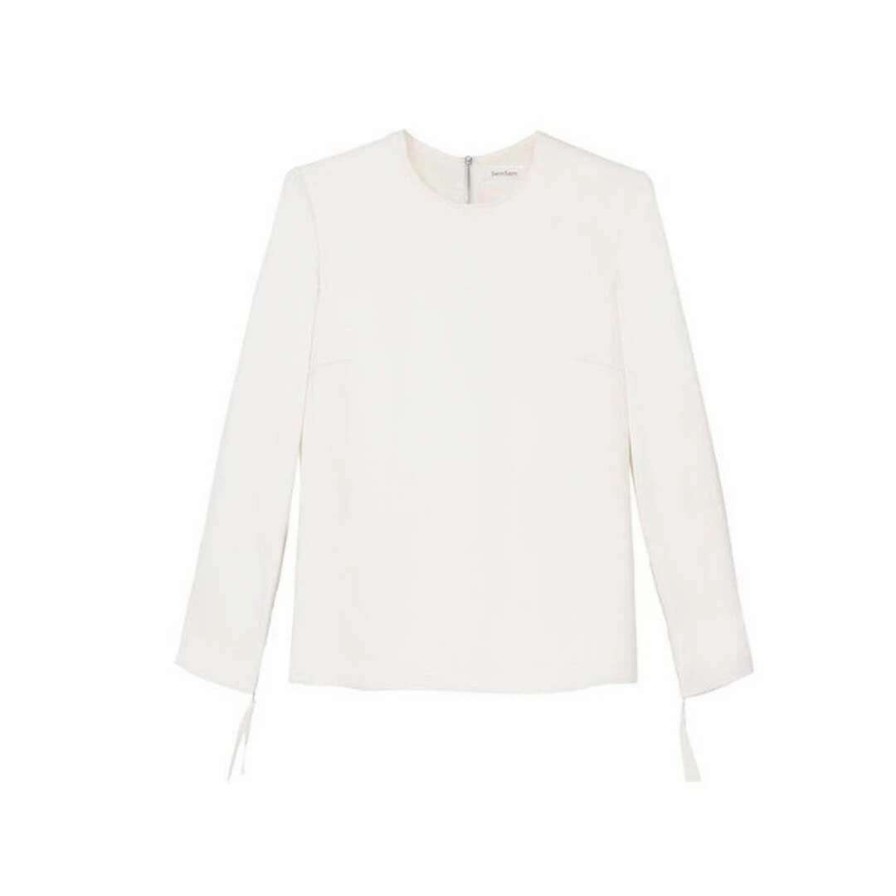 Womens * | Semsem Sample Sale- Washed Silk Top White