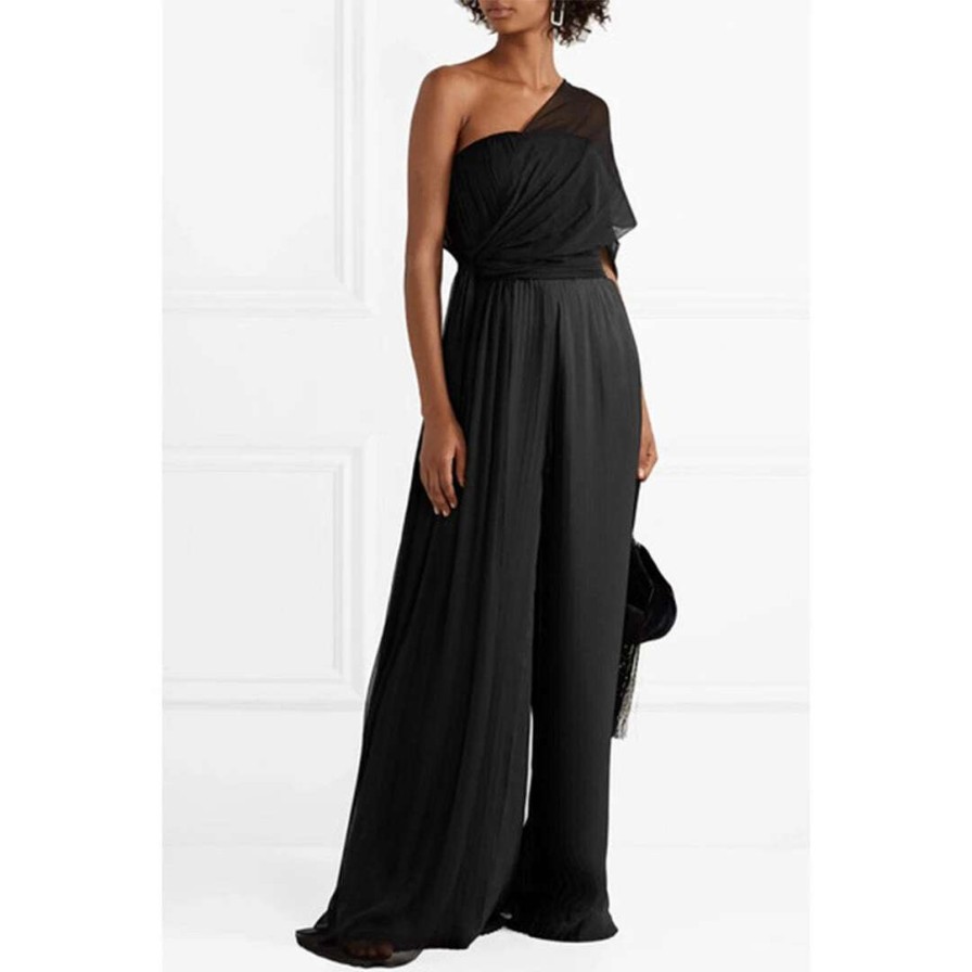 Womens * | Semsem One-Shoulder Draped Silk Crepe Top