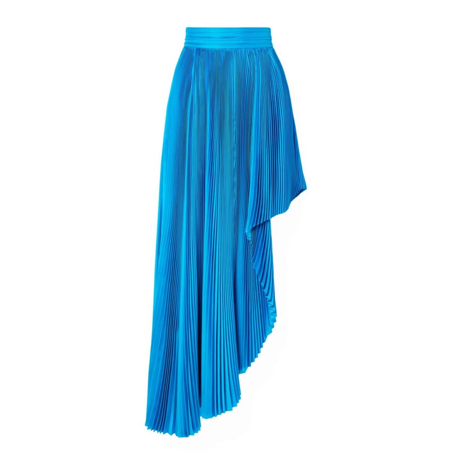 Womens * | Semsem Draped Asymmetric Plisse Silk-Charmeuse Maxi Skirt