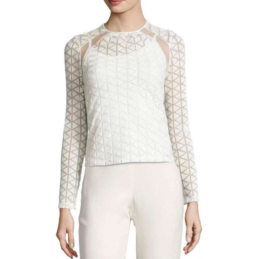 Womens * | Semsem Norah Long Sleeve Embroidered Top Egret