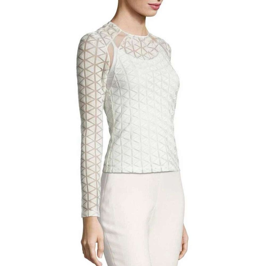 Womens * | Semsem Norah Long Sleeve Embroidered Top Egret