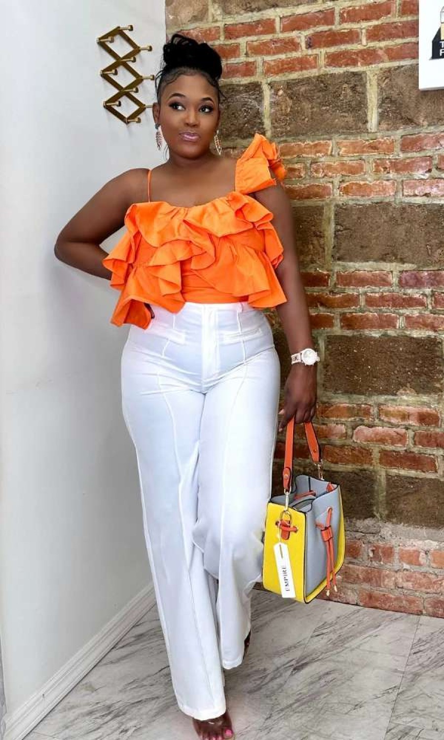 Tops * | Shop Kloset Essentials A Really Cute Ruffle Top (Orange)