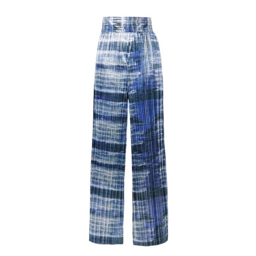 Womens * | Semsem Tie-Dyed Plisse-Lame Wide-Leg Pants