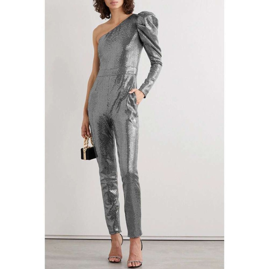 Womens * | Semsem Silver Stretch Sequin Jumpsuit