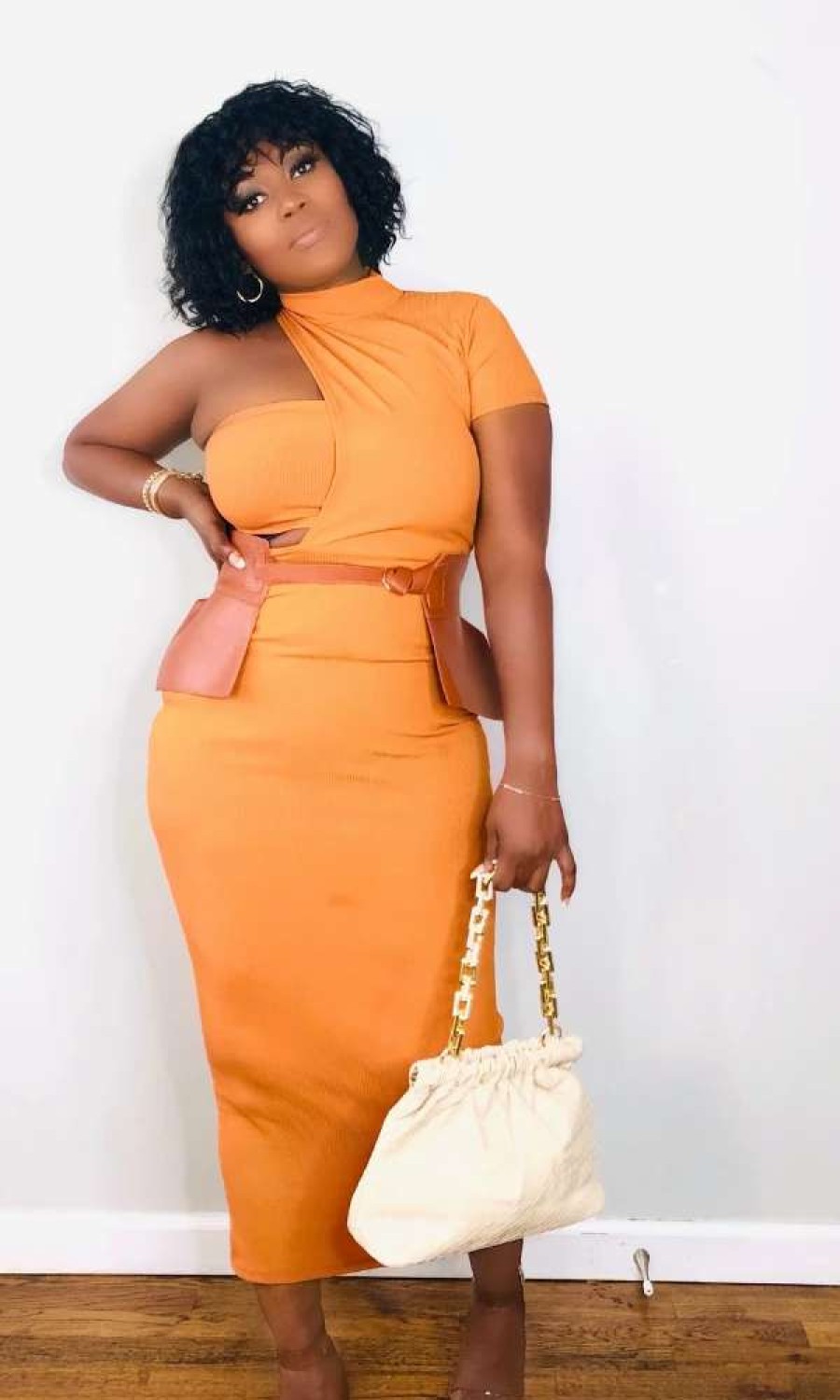 Dresses * | Shop Kloset Essentials Born To Stun One Shoulder Midi Dress (Dijon)