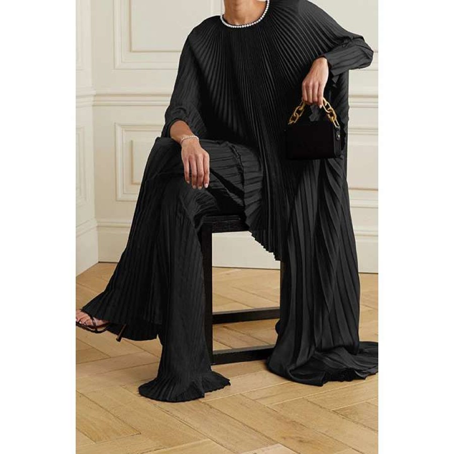 Womens * | Semsem Crystal-Embellished Draped Plisse Satin Tunic