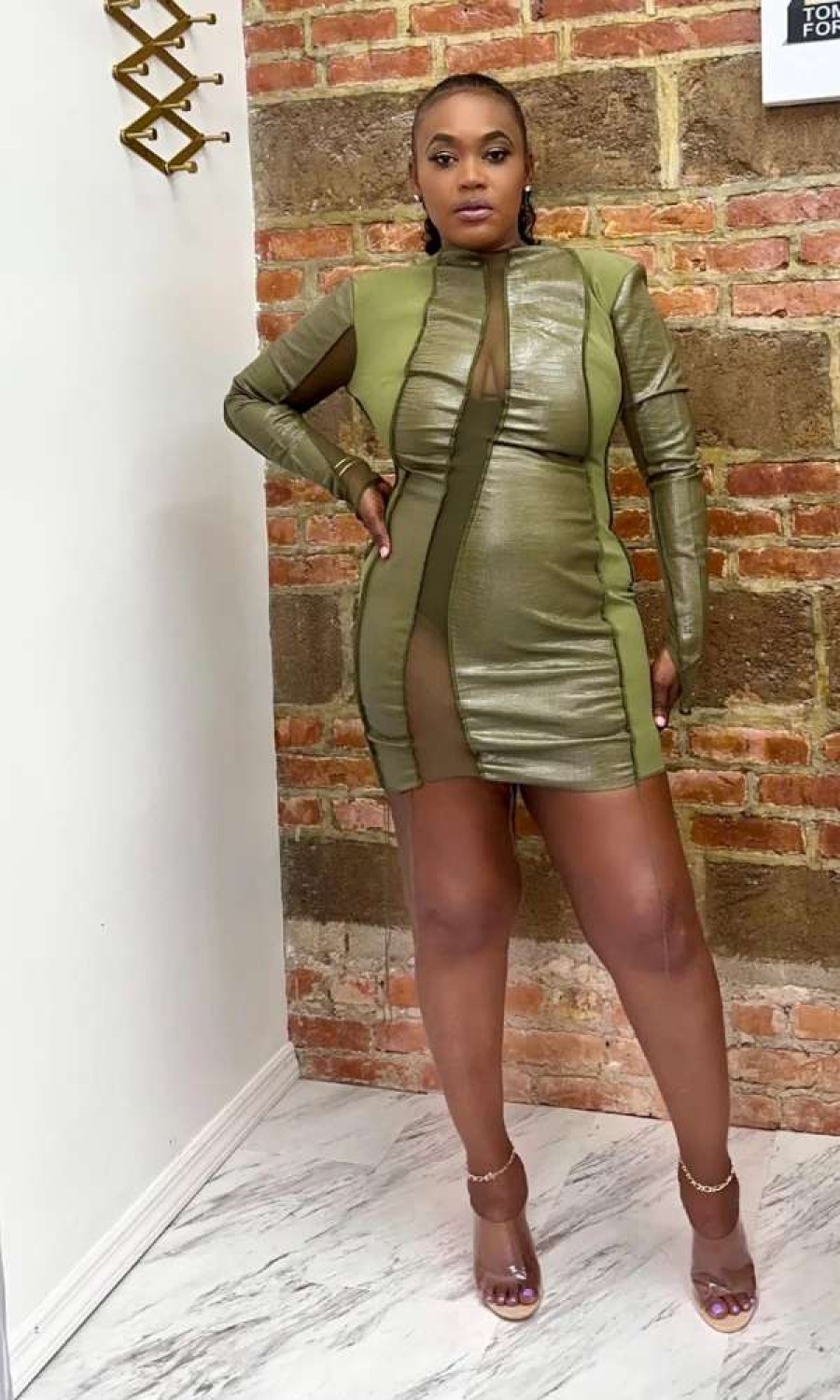 Dresses * | Shop Kloset Essentials Keeping It Interesting Dress ( Olive)