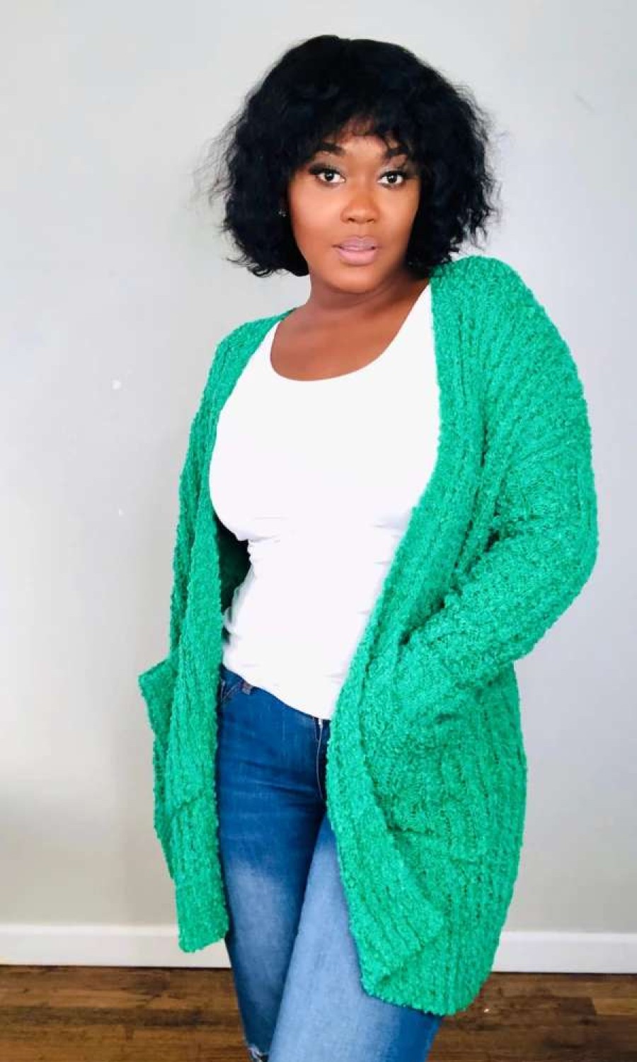 Tops * | Shop Kloset Essentials The Cozy Up Cardigan-Matcha Green